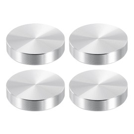 PATIKIL 30mm Round Shape Aluminum Disc, 4 Pack M8 Thread 7mm Thickness Hardware Aluminum Circle Glass Table Top Disc for Glass Table, Silver