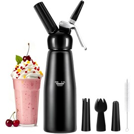 Sifon Crema Batida, Dispensador Profesional de Crema Batida de 500 ml, Sifón para Nata de Aluminio Resistente, Fabricante de Nata Montada Ideal para Postres Caseros para el Restaurante Cafetería Hogar