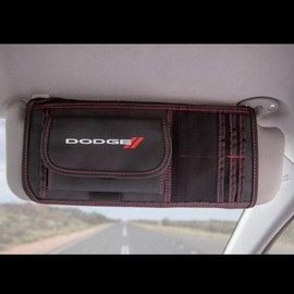 Plasticolor 006193R01 Dodge Logo Car Truck or SUV Sun Visor Organizer, Auto Interior Pocket Organizer, Registration Document Holder, Sunglass Storage Pouch Organizer
