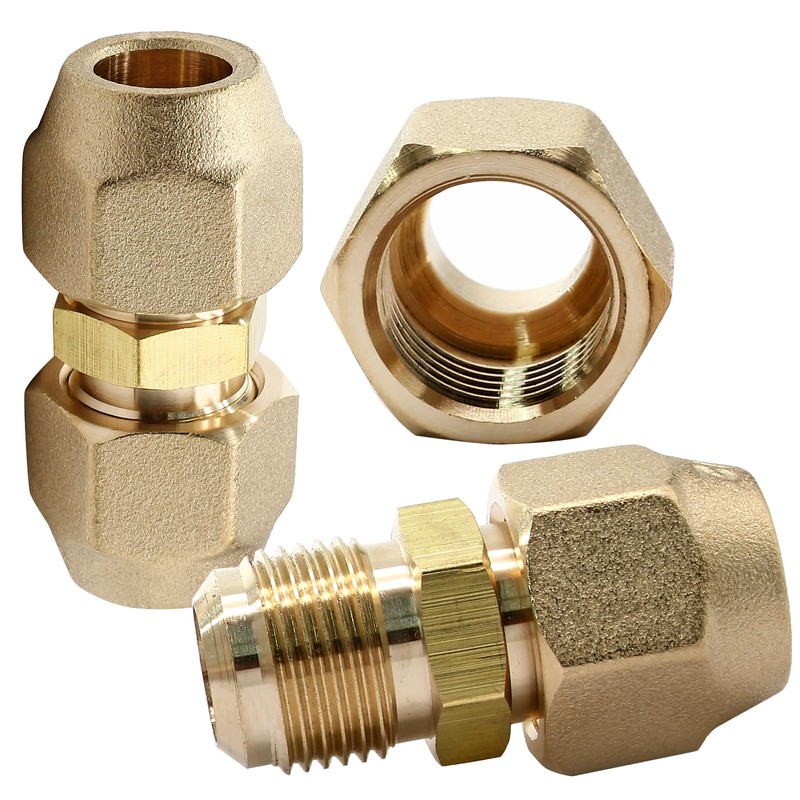 Opfiue 2PCS Copper Pipe Extension Joint Connectors, Air Conditioning Coupling