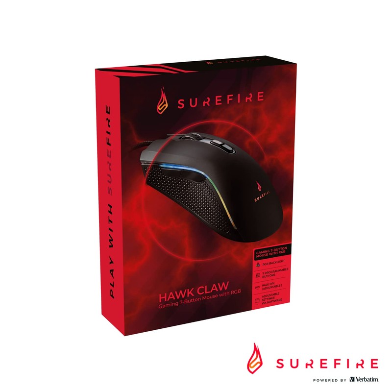 SureFire Hawk Claw Gaming 7-Button Gaming Mouse with RGB Lighting