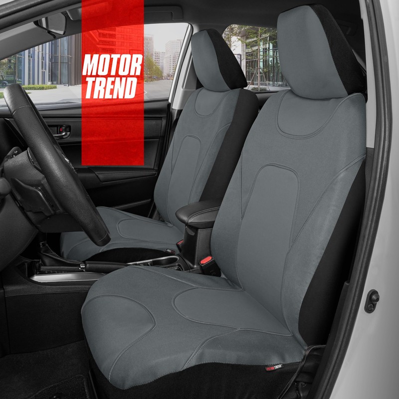 Motor Trend AquaShield Waterproof Front Seat Covers, Solid Gray Seat