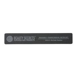 Beauty Secrets 100/180 Rectangular Black Cushion Nail File Black