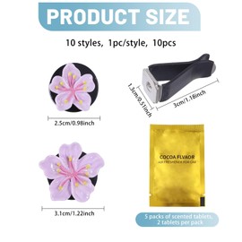 FREEBLOSS 10Pcs Car Air Freshener Vent Clips 6 Colors Flower Air Vent Clip Accessories for Car Interior Decor, Scented Tablet Included