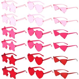 cadelon 18 Pcs Heart-Shaped Sunglasses,Stylish Heart-Star-Shaped Sunglasses,Frameless Sunglasses,Trendy Party-Fun Beach Sunglasses,Fashionable Outfit-Matching Items,for Both Men and Women