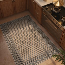 LIVEBOX Easy Jute Indoor Outdoor Rug 3x5 Front Porch, Black Washable Outdoor Rugs for Entryway, Non Slip Geometri Rug for Living Room, Tan Rugs Carpet Door Mat for Entry Front Door, Kitchen, Bedroom