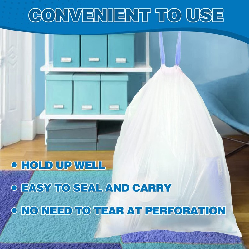 T.FORING 8 Gallon Trash Bags Drawstring 1.2 Mil - 100