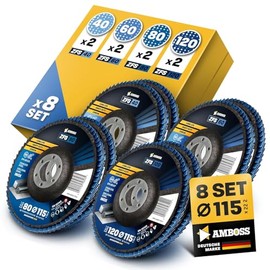 Amboss Werkzeuge ZFS Serrated Disc Set Diameter 115 mm K41-120 (2 Pieces) for Steel/Stainless Steel Polishing Deruster, Fillet Seam Grinding, Blue Angle Grinder, Professional Zircon Grinding Mop