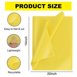 BEISHIDA 100 Sheets Yellow Tissue Paper, Yellow Wrapping Paper, Tissue Paper for Gift Bags, 14"x20"Gift Wrap Tissue Paper Bulk for DIY Crafts Gift Wrapping Birthday Wedding Holiday Paper Flowers