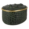 Ebros Gift Faux Crocodile Pattern Textured Green Print Gold Oval