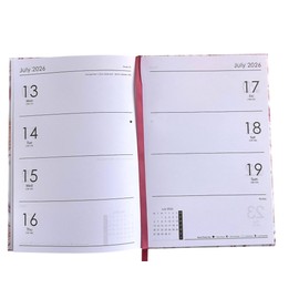 2026 A5 WTV Premium Hard Cover Styish Week To View Diary & Full Year Planner, Ribbon Bookmark Floral Design, 21 x 15 cm (Floral White)