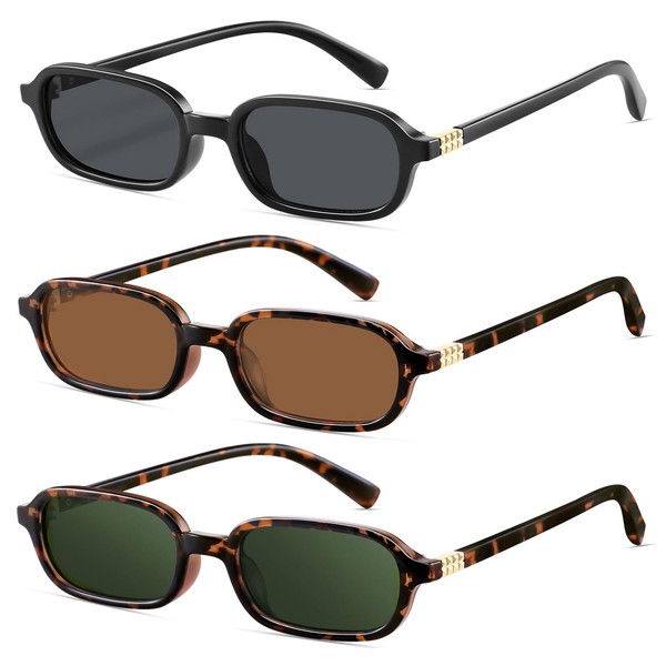 YMRFW Retro Rectangular Sunglasses for Women Narrow Trendy Small 90s