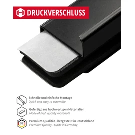 Gedotec Magnetic Push Lock Black - H6058 | Pack of 2 Magnetic Plate with Pull Handle | Push Catch Length: 40 mm | Pressure Opener - Glass Door Hinge | Display Case Hinge Rustproof - Door Magnets