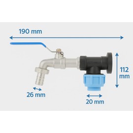 Rimex Wasserhahn Garten, mit Kugelventil Typ 2500, Wanddurchführung PN16, EN 13828, für Trinkwasser, Gartenschlauch kompatibel