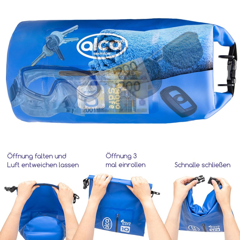 alca® Dry Bag Waterproof Bag 10L Dry Bag, Roll-Top Closure,