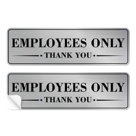 2 etiquetas adhesivas para puerta, vinilo plateado cepillado autoadhesivo, solo para personal, decoración de empleados, para casa, negocios, restaurante