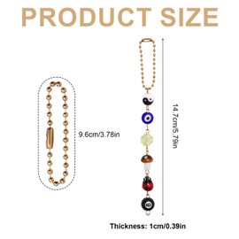 Evil Eye Car Charm and Bead Charm, Good Luck Car Pendant Charm with Yin and Yang Beads Evil Eye Four Leaf Clover Mushroom Ladybug 8 Balls Car Hanging Mirror Rear View Ornament Evil Eye Bag Charm