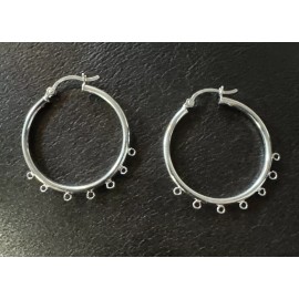 Unbranded 925 Sterling Silver Round Hoop Earrings with 7 Loops