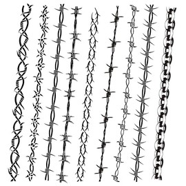 Fake Barbed Wire Tattoo for Men Women, Black Barb Wire Temporary Tattoos Pamela Anderson Costume Fake Arm Tattoo Stickers,9-Sheet