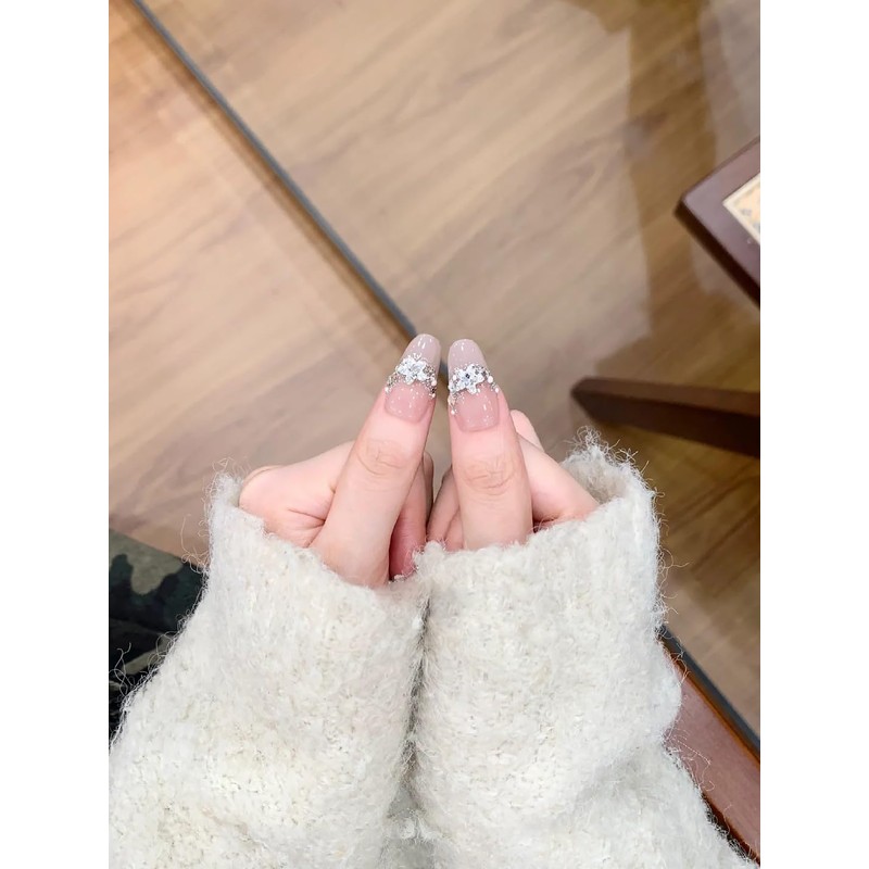 BIBII Nails Handmade Nail Tip, 3D Nails, Medium Long, Floral