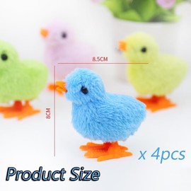 XINFTEU Easter Wind-Up Chicken Toy, Jumping Bird Wind-Up Toy, Walking Small Yellow Chicken Clock Movement Toy, Chick Easter, Easter Decoration Chick, Chick Toy Easter, Easter Basket Fillers, Pack of 4