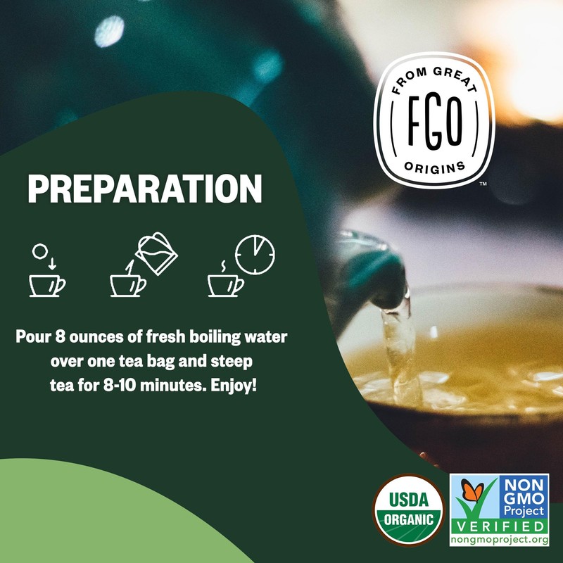 FGO Organic Nettle Leaf Tea, 100 Count, Eco-Conscious Tea Bags,