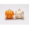 Fine Ceramic Thanksgiving Autumn Fall Pumpkin Carriages Salt & Pepper