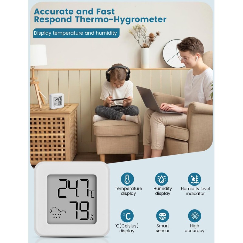 Digital Mini Thermometer Hygrometer Indoor Humidity Meter Room Temperature Monitor