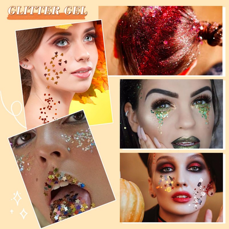 Fall Nail Art, 6 Boxes Fall Leaves Nail Glitter Sequin