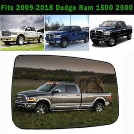 Ram Passenger Right Side Heated Mirror Glass Compatible with 2009-2018 Dodge Ram 1500 2500 Right Power Heated Convex Mirror Glass 68050298AA, 68079362AA