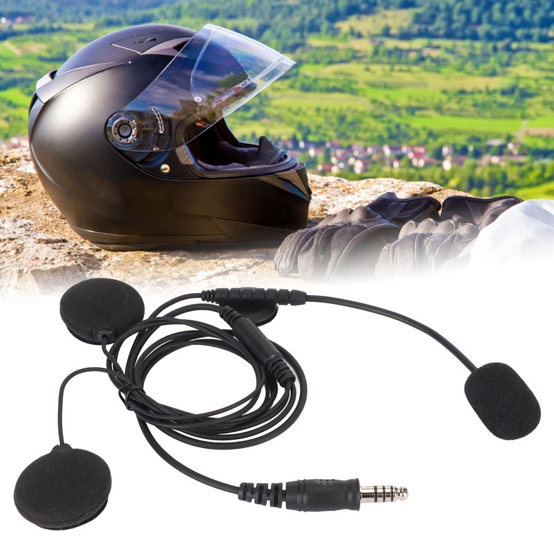 Motorbike Full Face Helmet Earpiece Mic 7.1mm Plug Two Way