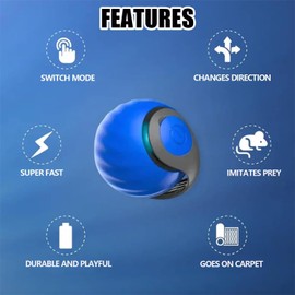 Interactive Cat Toy Balls,USB Charging, Mobile Bouncing Ball,Bouncing Activation Ball Toy,Suitable for Indoor Cat Toys in Sports Rooms (Blue)