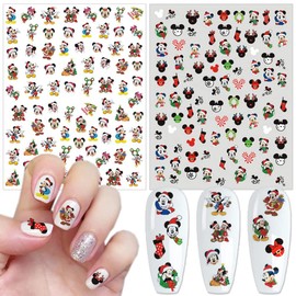 4 Sheets Christmas Nail Art Stickers Cute Cartoon Nail Decals Self Adhesive 3D Nail Art Charms Supplies Xmas Nail Art Design Kawaii Nail Stickers for Women Girls DIY Nail Decorations