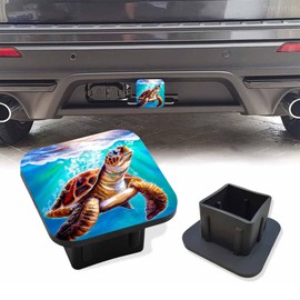 Sutmore Trailer Hitch Cover, Watercolor Brown Sea Turtle Swimming in Ocean Hitch Cover Rubber Towing Hitch Plug Covers, Square 2 Inch Receiver Tube Plug Cap for Trucks Cars SUVs