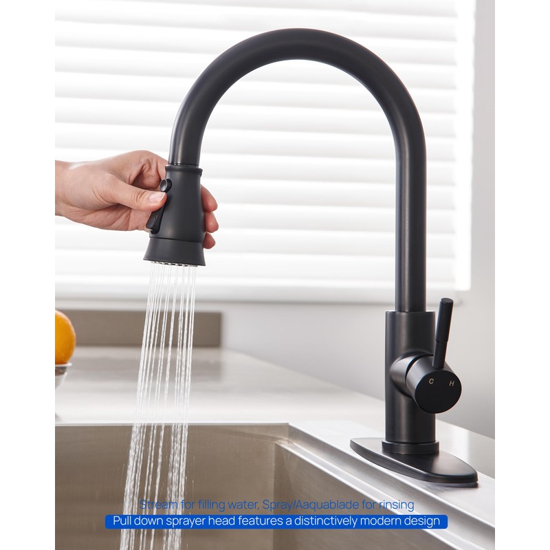 Pull Down Spray Head Replacement for Kitchen Faucet, 3 Modes