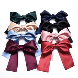8 PCS Girl Women Cute Large Satin Ribbon French Barrette Party Hair Bow Clip Hair Pin