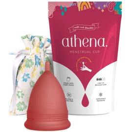 Menstruationstasse Größe 1 (klein) für leichte Blutung |12 Stunden Schutz | wiederverwendbarer Menstruationsbecher | Menstruations Cup (Modell 1, rot) von ATHENA Cup