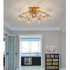 AMZASA Modern Crystal Chandelier,Gold Semi Flush Mount Ceiling Light Antique