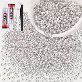 3000PCS SS12/3mm Crystal Rhinestones (Clear) with 2Pcs 10ml B7000 Jewelry Glue, Bedazzling Flatback Glass Rhinestones for Crafting Decor, Gems Diomand Charms for Tumbler Shoes Clothing Mugs Nail Art