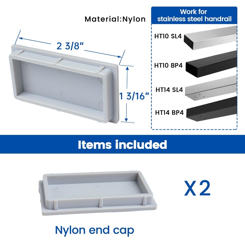 Muzata HT10 HT14 Stainless Steel Flat Handrail Accessories - 2Pack