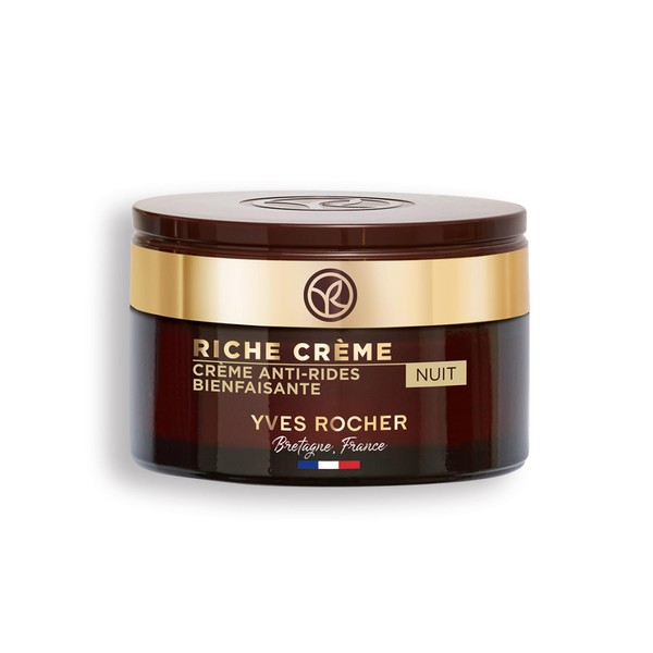 Yves Rocher - Night Face Moisturizer for Women - Anti Aging Face Cream for Women - Night Cream Skin Care - Anti Wrinkle Cream - Face Lotion for & Mature Dry Skin - Riche Crème (Riche Creme Night, 50 ml)