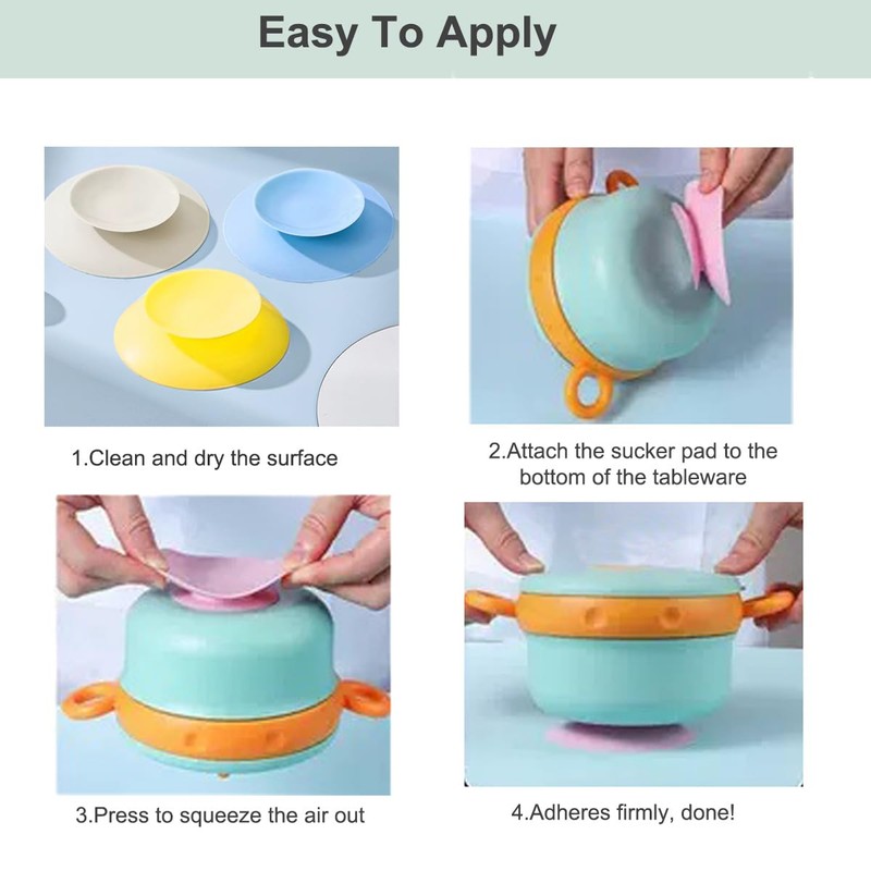 3-Piece Tableware Suction Cups,Double Sided Tableware Fixing Pad for Plate