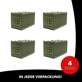 LONESTAR Clamping Blocks, Ship Container Set, Set of 4, Cargo Containers, Khaki, Compatible with Plug-In Blocks from Other Manufacturers
