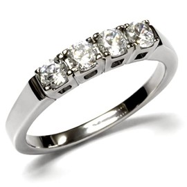 YourJewelleryBox ETERNITY RING ANNIVERSARY SIMULATED DIAMOND RING STAINLESS STEEL TK047 R