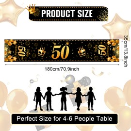 Tarklanda Table Runner 50th Birthday Black Gold Happy 50th Birthday 180 x 35 cm