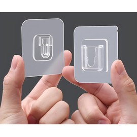 YOFAN 10 Pairs Clear Double-Sided Adhesive Wall Hooks - Mounted Door Hanger Kit - No Drill Sticker Hangers with Suction Cup for Bathroom, Kitchen