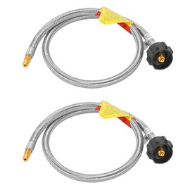 GGC 3 FT Stainless Braided RV Propane Pigtail Hose (2PCS) QCC1 Connector with 1/4'' Inverted Male Flare