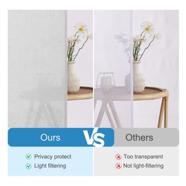 RYB HOME French Door Curtain Privacy Linen Blend Sheer Sidelight Curtain for Front Door Back Door Kitchen Doorways Double Door Classroom Easy Blind Shade, W 26 x L72, Light Grey, 1 Panel