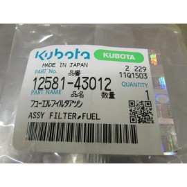 KUBOTA 3 GENUINE KUBOTA DIESEL ENGINE FUEL FILTER PART  12581-43012 - inline filter OEM