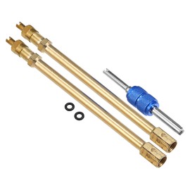 X AUTOHAUX 1 Set 4.72" Dually Valve Stem Extenders Straight Dual Tire Valve Extension for Car Truck RV Pickup Motorcycle Gold Tone